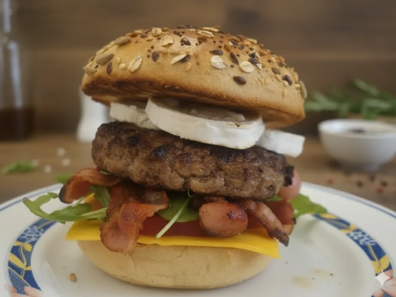 Hamburguesa con queso de cabra y bacón, irresistible y deliciosa